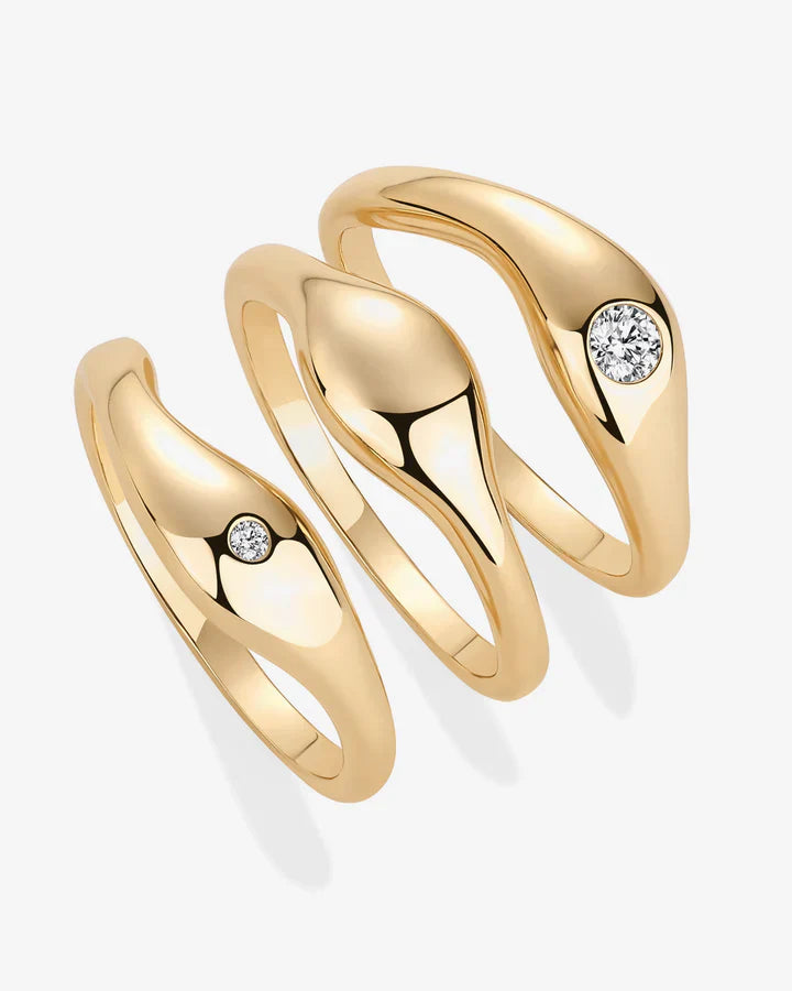 Wavy Triple Ring Stack Set