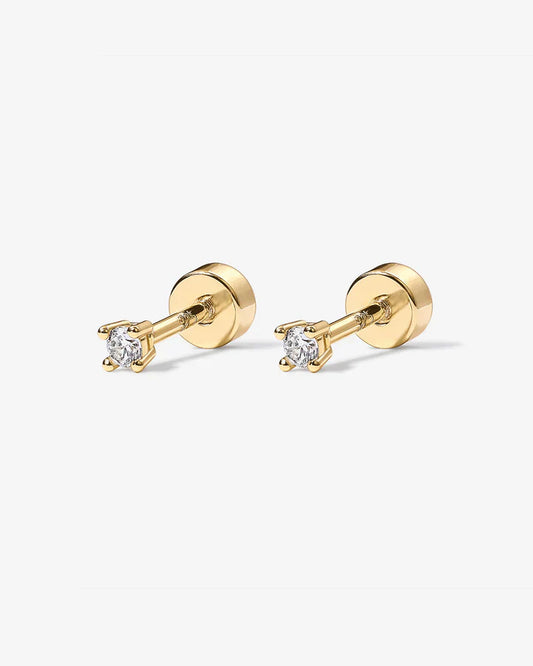 Cubic Zirconia Stud Screwbacks Earrings