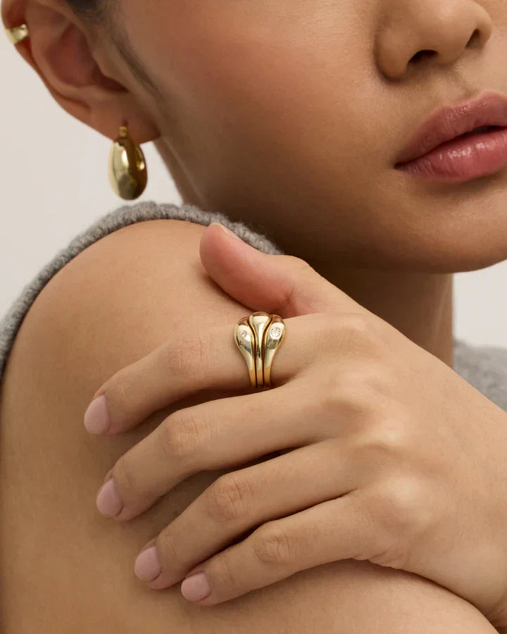 Wavy Triple Ring Stack Set